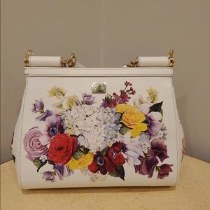 Authentic Dolce & Gabbana Sicily White Floral Handbag